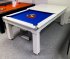 Traditional Pool Dining Table in White with Blue Cloth