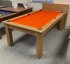 Traditional Pool Dining Table - Oak Cabinet - Orange Cloth